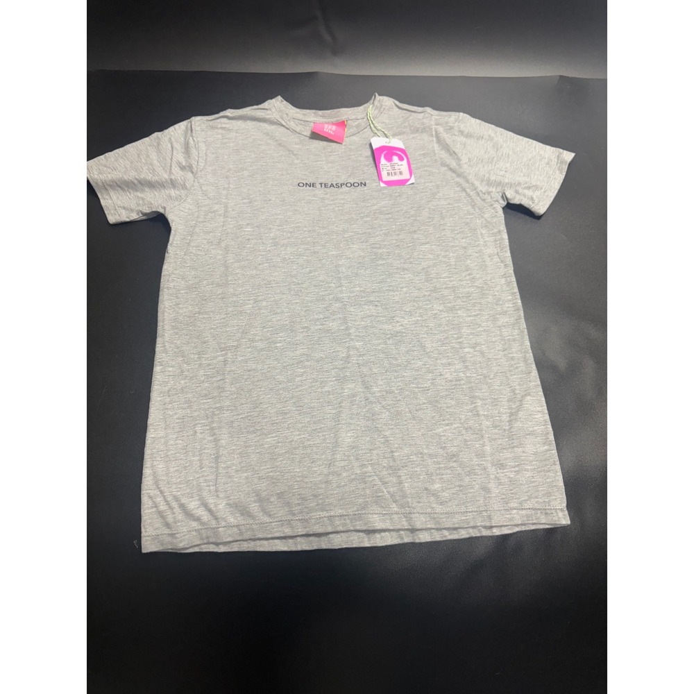 One Teaspoon NEW OT Logo Crew Tee Short‎ Sleeve Top Casual Grey Marl XXS
